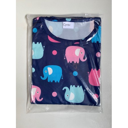 Pijama dama, model Elefanti, albastru/roz, XL