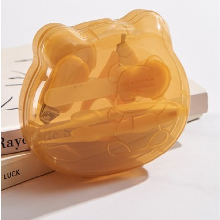 Set Ingrijire Unghii pentru Bebelusi, Cyrax, Cutie de Depozitare in Forma de Ursulet, 10 x 9.5 cm, Galben