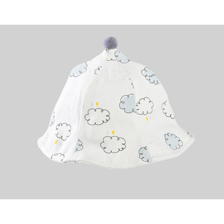 Palarie de Protectie pentru Bebelusi, Cyrax, Model cu Norisori Albastri, Pescareasca, de Primavara si Toamna, cu Masca si Fermoar, 42 cm, pentru 0-3 Luni, Bleu