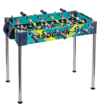 Masa de Fotbal, Cyrax, cu Picioare Inalte, 6 Manere, Tablou de Scor, 62 x 8 x 35.5 cm, din Lemn/Otel si ABS, Albastru