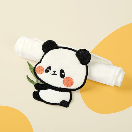 Prosop Absorbant, Cyrax, din Bumbac, pentru Bebelusi, 19x28 cm, Model Panda, Alb
