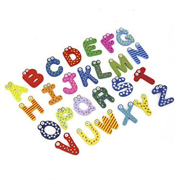 Set 26 Magneti de Frigider pentru Copii, Cyrax, Model Alfabet A-Z, Figurine Amuzante, din Lemn, Multicolor