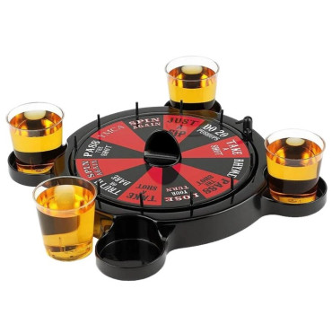 Joc de Baut Ruleta cu Pahare de Shot Cyrax, 15 x 16.5 cm, Rosu/Negru