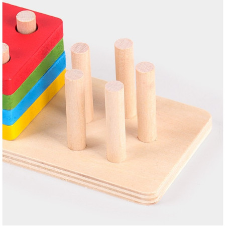 Jucarie Educativa Cyrax, Tip Montessori, din Lemn, + 36 Luni, Forme Geometrice, 20 Piese, 6 x 26.5 cm, Multicolor