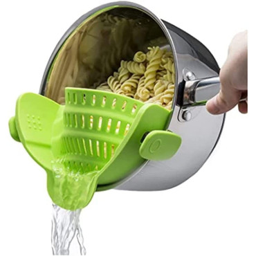 Strecurator Filtru pentru Vase, Cyrax, din Silicon Rezistent la Temperaturi Inalte, Universal, Paste, Legume, Fructe, 23x12.5x6.7 cm Verde