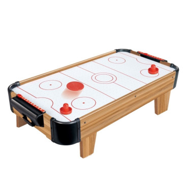 Masa Air Hockey Graffiti cu Picioare Scurte, Cyrax, Lemn, 2 Pucuri, Tabela Scor, 2 Impingatoare, 76x38x21.5 cm, Maro