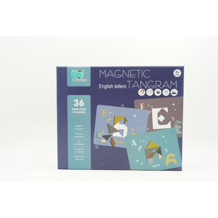 Cyrax Joc Magnetic Tangram, tabla si forme diverse magnetice, 34 de piese, pentru copii, +3 ani, multicolor