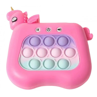 Jucarie Interactiva Tip Consola pentru Copii, Cyrax, Diferite Moduri de Joc, 120 Nivele, Material ABS/silicon, Sunete si Lumini, 13.5 x 5.5 x 12.5 cm, Model Unicorn, Fucsia