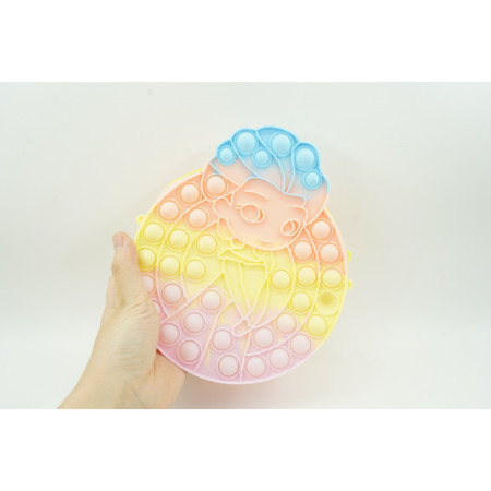 Jucarie antistres din silicon, Cyrax, Pop It Now and Flip It, Geanta de umar, Mica printesa, 16 cm, Macarons