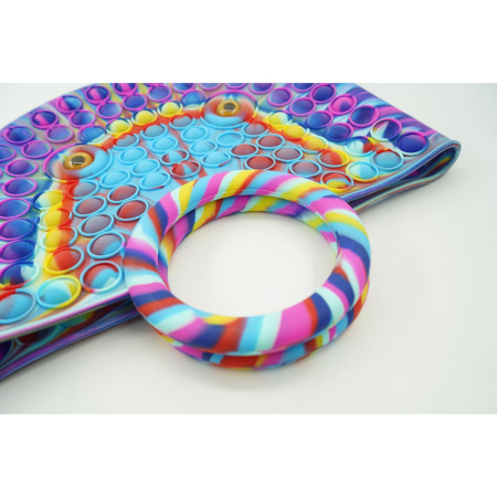 Jucarie Antistres din silicon Cyrax, Pop It Now And Flip It, Geanta mare, 28 cm, Multicolor, V1