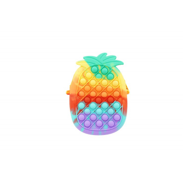 Jucarie antistres din silicon, Cyrax, Pop It Now and Flip It, Geanta mica, Ananas, Multicolor, Model 1