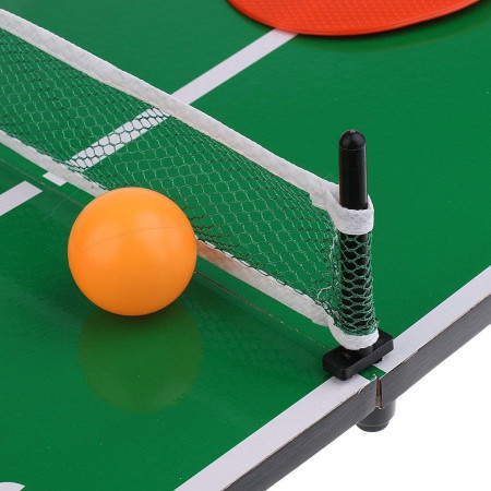 Mini Masa de Ping Pong Cyrax, pentru interior, Material Lemn, 60 x 10 x 30 cm, 2 mingi, portabila, verde