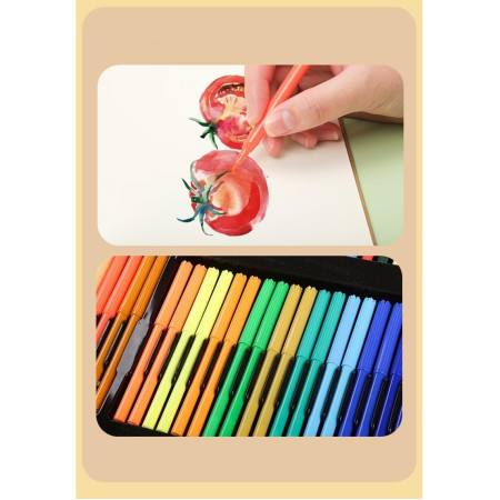 Set 180 Piese pentru Desen si Pictura, Cyrax, Tip Servieta din Lemn, Model Natur, 46 x 30.9 x 4.1 cm, Multicolor