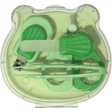 Set Ingrijire Unghii pentru Bebelusi, Cyrax, Cutie de Depozitare in Forma de Ursulet, 10 x 9.5 cm, Verde
