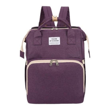 Rucsac Multifunctional pentru Mamici, Cyrax, cu Patut Pliabil si Baza de Schimbat, Rezistent la Apa, Capacitate Mare, Usor, Compartimente Multiple, Buzunar Termic pentru Lapte, 42 x 32 x 22 cm, Mov