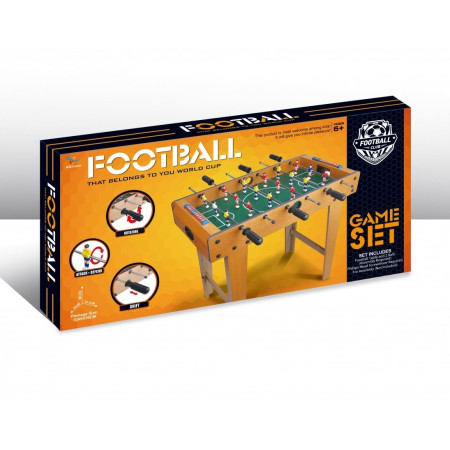 Masa de Fotbal cu Teren, Cyrax, cu Picioare, 6 Manere, Tablou de Scor, 69 x 62 x 36.5 cm, din Lemn/Otel/ABS, Maro