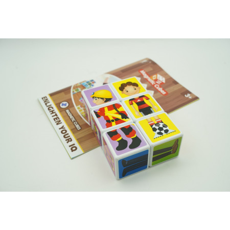 Cyrax Set inteligent de cuburi magnetice pentru copii, 6 piese, cutie depozitare, puzzle joburi, +3 ani, multicolor