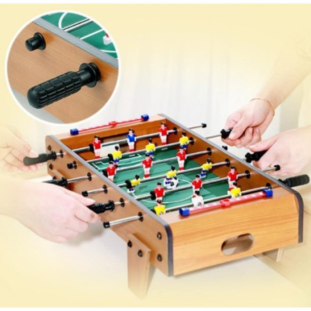 Masa de Fotbal cu Teren si 18 Jucatori Cyrax, 6 Manere, cu Tablou pentru Scor, din Metal, Lemn si ABS, 69 x 36.5 x 23 cm, cu Picioare, pentru copii/adulti