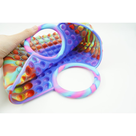 Jucarie Antistres din silicon Cyrax, Pop It Now And Flip It, Geanta mare, 28 cm, Multicolor, V5