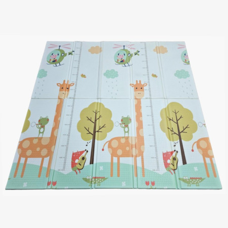 Covoras de Joaca pentru Copii Termic cu 2 Fete, Cyrax, Model Girafe si Pinguini, cu Spuma, Impermeabil, Antiderapant, 200cm x 180cm x 1cm