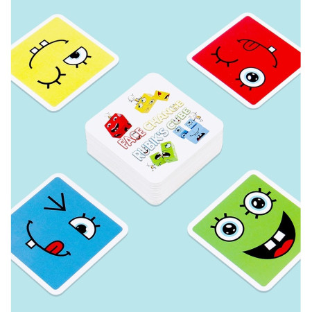 Jucarie Pentru Copii Montessori Cyrax, Cub din Lemn, Asamblare Fete, 64 de Carti Distractive, Clepsidra si Clopotel inclus, pentru Baieti si Fete, Varsta +3 ani, Educativ, Cutie din carton, 21 x 21 x 5.5 cm, multicolor