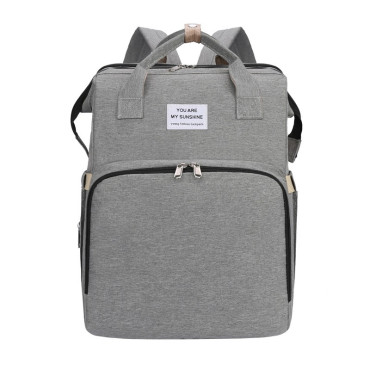 Rucsac Multifunctional pentru Mamici, Cyrax, cu Patut Pliabil si Baza de Schimbat, Rezistent la Apa, Capacitate Mare, Usor, Compartimente Multiple, Buzunar Termic pentru Lapte, 42 x 32 x 22 cm, Gri