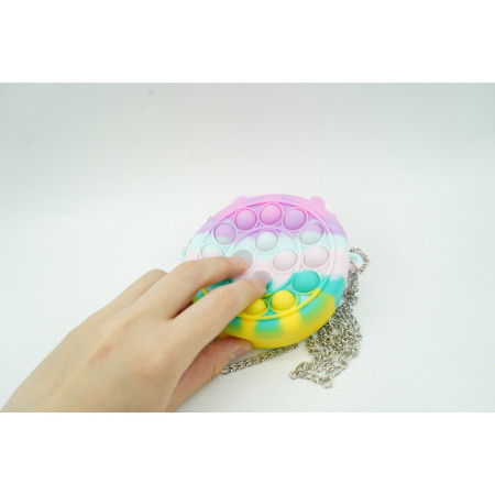 Jucarie antistres din silicon Cyrax, Pop it Now and Flip It ,Mini Geanta, Ren, 6 cm, Macarons