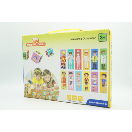 Cyrax Set inteligent de cuburi magnetice pentru copii, 6 piese, cutie depozitare, puzzle joburi, +3 ani, multicolor