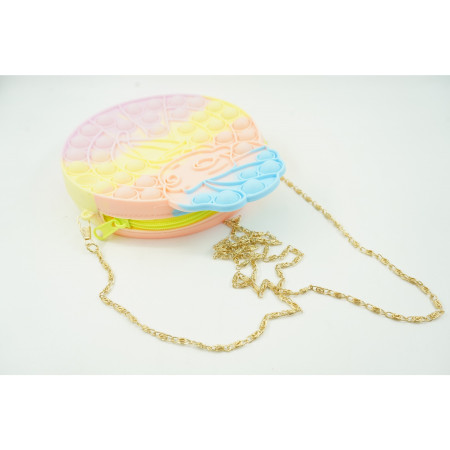 Jucarie antistres din silicon, Cyrax, Pop It Now and Flip It, Geanta de umar, Mica printesa, 16 cm, Macarons