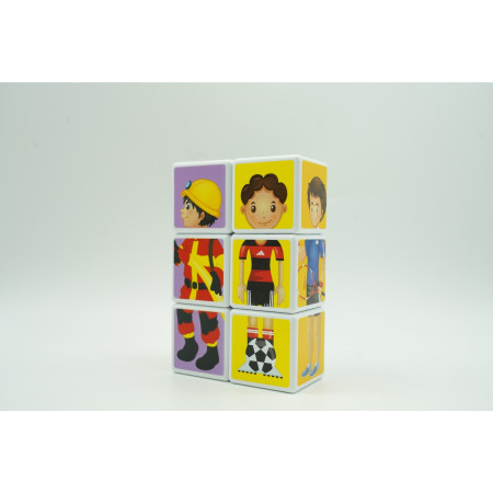 Cyrax Set inteligent de cuburi magnetice pentru copii, 6 piese, cutie depozitare, puzzle joburi, +3 ani, multicolor