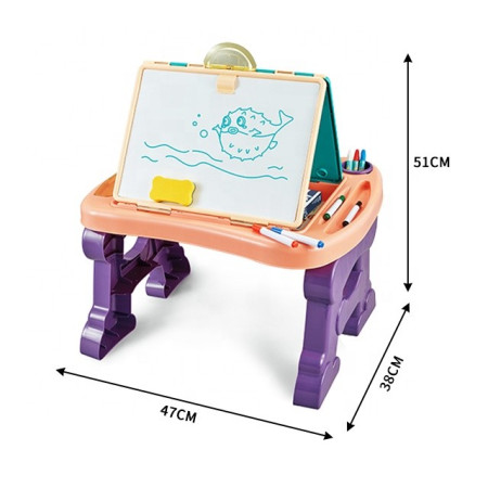 Cyrax Jucarie educativa pentru copii 2 in 1, masa si tabla pentru desenat