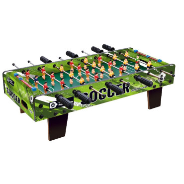 Masa de Fotbal cu Teren, Cyrax, cu Picioare Scurte, 8 Manere, Tablou de Scor, 64 x 20 x 47 cm, din Lemn/Otel/ABS, Verde