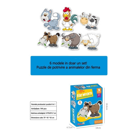 Set puzzle 6 animale, Cyrax, animalele de la ferma