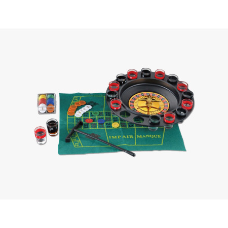 Joc de Ruleta Cyrax, cu Pahare de Shot si Plansa de Joc Blackjack, 31 cm, Multicolor