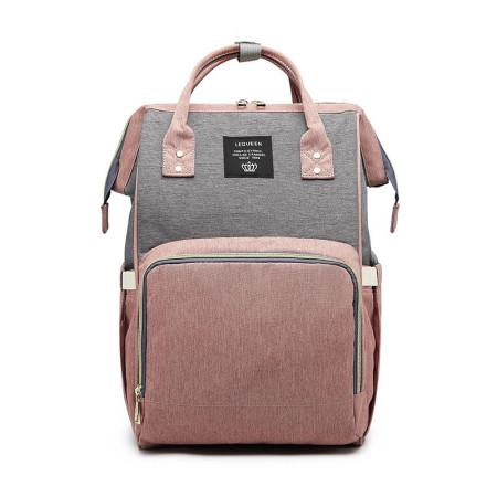 Rucsac Multifunctional pentru Mamici, Cyrax, din Panza Oxford, Compartimentare Multipla, Impermeabil, 43 x 18 x 26 cm, Roz/Gri