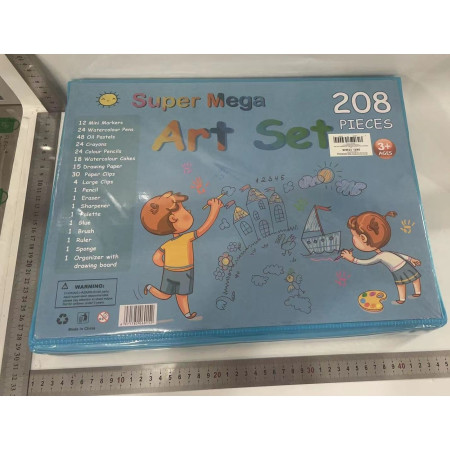 Set 208 Piese, Complet pentru Pictura si Desen, Cyrax, Tip Servieta, 3-12 Ani, 40.5 x 5 x 30 cm, Albastru