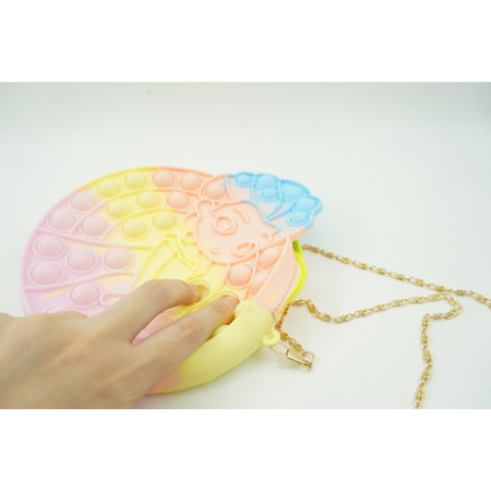 Jucarie antistres din silicon, Cyrax, Pop It Now and Flip It, Geanta de umar, Mica printesa, 16 cm, Macarons