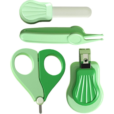 Set Ingrijire Unghii pentru Bebelusi, Cyrax, Cutie de Depozitare in Forma de Ursulet, 10 x 9.5 cm, Verde