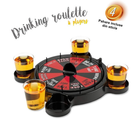 Joc de Baut Ruleta cu Pahare de Shot Cyrax, 15 x 16.5 cm, Rosu/Negru