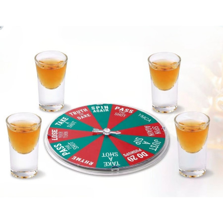 Joc de Baut Cyrax, Ruleta Norocoasa, cu 4 Pahare de Shot, +18 Ani, Rosu/Verde
