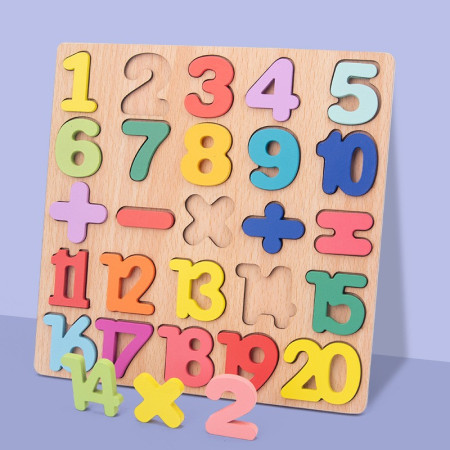 Tabla Montessori, Cyrax, din Lemn, Educatie Timpurie Cifre, 25 Piese Lemn, +18 Luni, 20 x 20 cm, Vopsea pe Baza de Apa, Multicolor