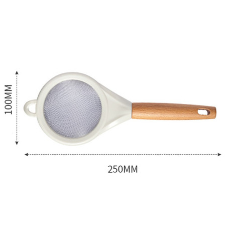 Strecuratoare, Mini Sita din Inox Silicon si Lemn, Cyrax, Sita pentru Bucatarie pentru Faina, Ceai si Alte Alimente, 25 x 10 cm Alb