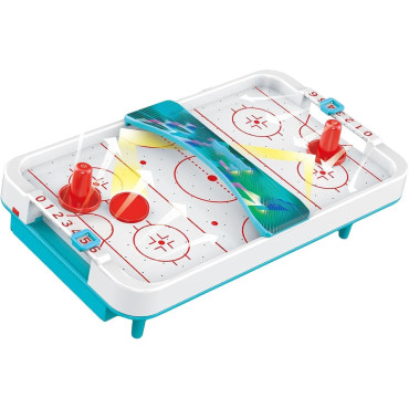 Masa Ice Hockey, Cyrax, cu Tabela de Scor, 2 Pucuri, din ABS, pentru Adulti/Copii +5 Ani, 28 x 8 x 16 cm, Alb/Albastru
