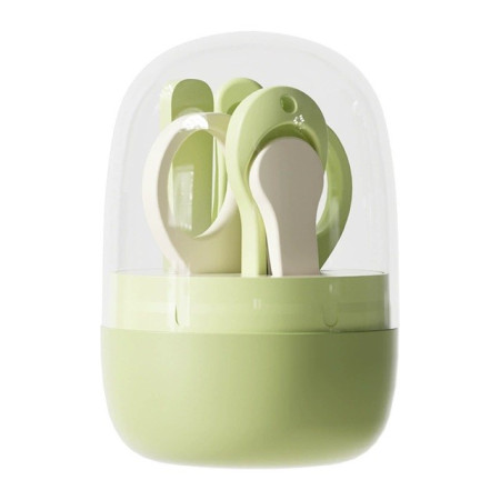 Set 4in1 de Ingrijire Unghii pentru Bebelusi, Cyrax, Cutie de Depozitare Tip Borcan, 0-6 Ani, 10 x 7 x 6 cm, Verde