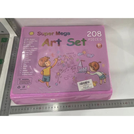 Set 208 Piese, Complet pentru Pictura si Desen, Cyrax, Tip Servieta, 3-12 Ani, 32.6 x 27.7 x 6 cm, Roz