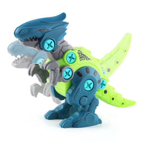 Set de Constructie/Asamblare, Cyrax, 4 Dinozauri, cu Bormasina Electrica, Baterii 2 x AA, Surubelnita si Cutie Depozitare, 22.5 x 14.5 x 15 cm, Multicolor
