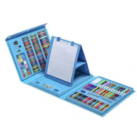 Set 208 Piese, Complet pentru Pictura si Desen, Cyrax, Tip Servieta, 3-12 Ani, 40.5 x 5 x 30 cm, Albastru