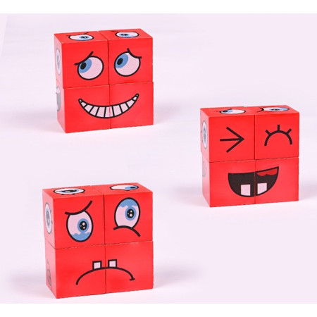 Jucarie Pentru Copii Montessori Cyrax, Cub din Lemn, Asamblare Fete, 64 de Carti Distractive, Clepsidra si Clopotel inclus, pentru Baieti si Fete, Varsta +3 ani, Educativ, Cutie din carton, 21 x 21 x 5.5 cm, multicolor