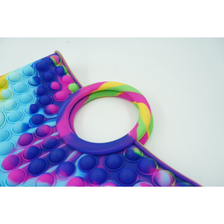 Jucarie Antistres din silicon Cyrax, Pop It Now And Flip It, Geanta mare, 28 cm, Multicolor, Model 6