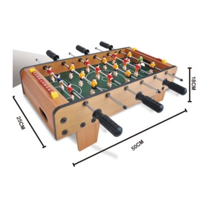 Masa de fotbal cu teren si 18 jucatori Cyrax, 6 manere, cu tablou pentru scor, din metal, lemn si ABS, 50 x 25 x 18 cm, cu picioare, pentru copii/adulti